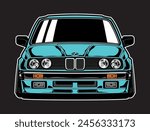 car vector artwork, bmw artwork vector, e30 transportation vector, vehicle, automotive illustration editable vector 