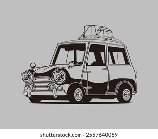 car vector artwork, mini cooper artwork vector, traveling transportation vector, vehicle, automotive illustration editable vector 