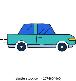 Vector de coche. Icono automático. Símbolo del vehículo diseño plano aislado. Pictograma de la línea de conducción de automóviles. Concepto de transporte y tráfico
