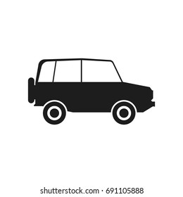 Car Vector black icon on white background.