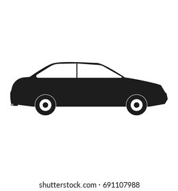 Car Vector black icon on white background.