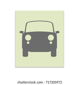 Car Vector black icon on color sticker. Material design