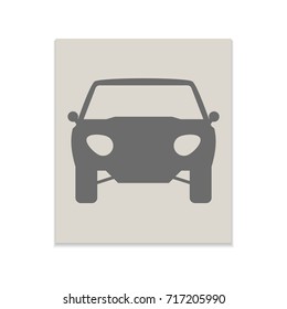Car Vector black icon on color sticker. Material design