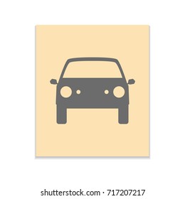 Car Vector black icon on color sticker. Material design