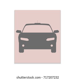 Car Vector black icon on color sticker. Material design