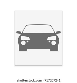 Car Vector black icon on color sticker. Material design