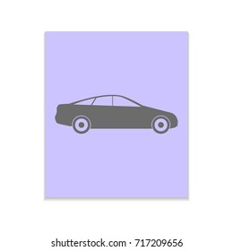 Car Vector black icon on color sticker. Material design