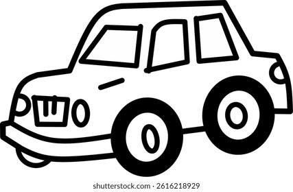 Car vector cartoon black and white