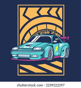 vector de coche en estilo de dibujos animados genial para logotipos, carteles, prendas de vestir,