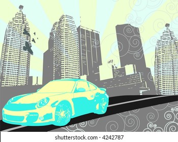 car in vector city