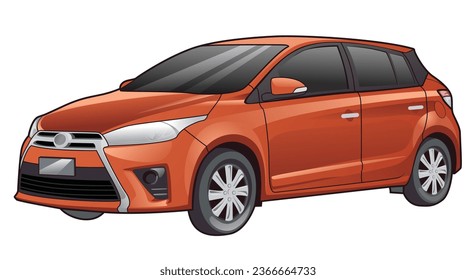 Car Vector, With Dark Orange Color