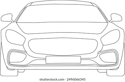 car vector drawing, cars line art hand draw, sport car line art, cars flat vector illustration, car Isolated on White Background