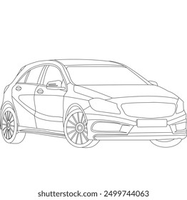 car vector drawing, cars line art hand draw, sport car line art, cars flat vector illustration, car Isolated on White Background