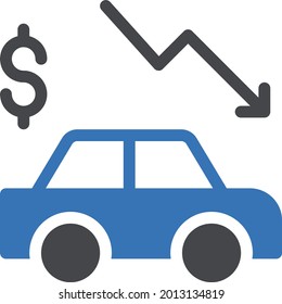 icono de color de glifo vector de coche