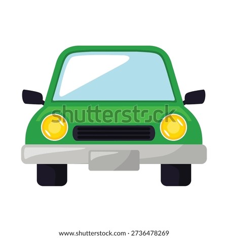 Car vector icon, car vector art, car clip art, front view of a green compact sedan car illustration