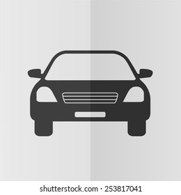 Car vector icon. Effect of folded paper. Flat design