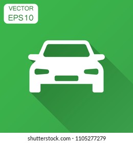 Car vector icon in flat style. Automobile vehicle illustration with long shadow. Car sedan concept.