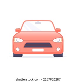 Icono del vector del coche. Ilustración aislada del coche de vista frontal.