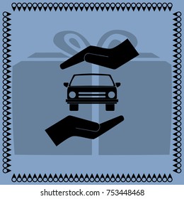 Car vector  icon in the hand, vector icon