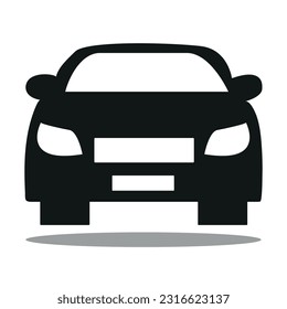 Icono del vector del coche. Isolación de la ilustración del logotipo frontal de la vista simple. Símbolo de signo. Diseño de logotipo de coche de estilo automático con silueta de icono de vehículo deportivo de concepto