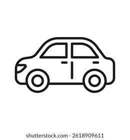 Car vector icon in line style, simple and minimalist transport vehicle icon