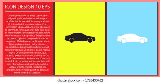 Icono del vector del coche, lorem ipsum Diseño plano