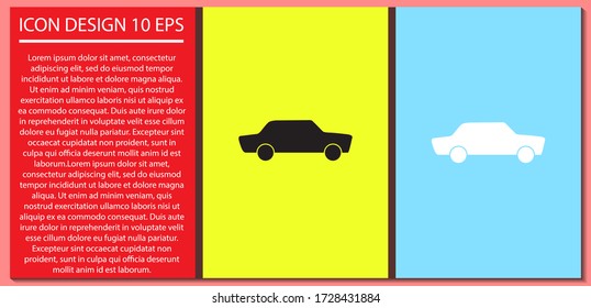 Icono del vector del coche, lorem ipsum Diseño plano