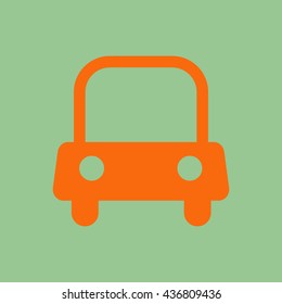 Car vector icon. Car icon on a green background. Vector illustration