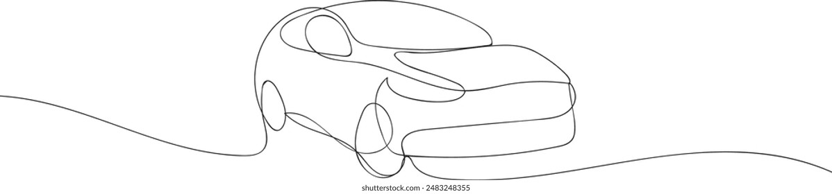 Car vector icon in one continuous line 