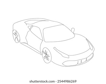 Car vector icon in one continuous line. Linear drawn background of an electric car. Vehicle car auto vector icon. One line outline of the car. Hand made vector not AI