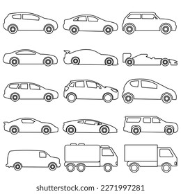Car vector icon set. Automobile illustration sign collection. auto symbol. vehicle logo.