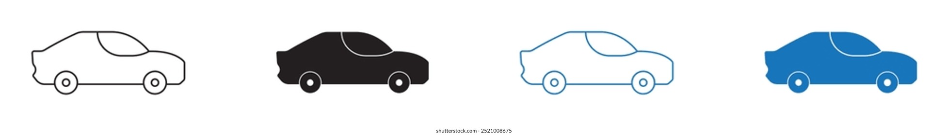 Car Vector Icon Set - Automobile Symbol for Web and Apps UI