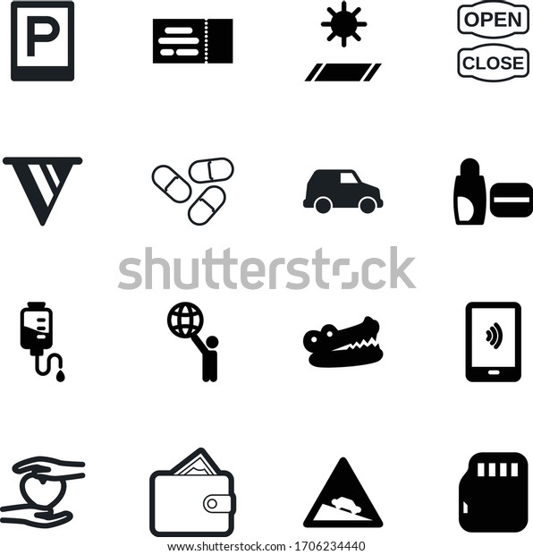 car vector icon set such as: healthcare,\
security, man, chemistry, aspirin, store, person, 40, flash, floor,\
highway, cream, heart, capsule, container, transportation, holding,\
reataurant, storage