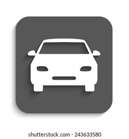 Car - vector icon with shadow on a grey button