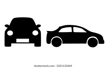 Car vector, car icon, car silhouette from front and side view.