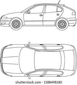 car vector icon. top view and side view