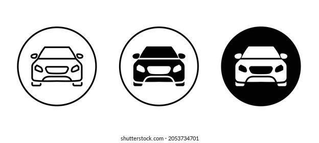 Iconos vectoriales de auto redondeados. Isolación de la ilustración del logotipo frontal de la vista simple. Símbolo de signo. Juego de iconos de auto estilo, diseño de logotipo con silueta de icono de vehículo deportivo de concepto