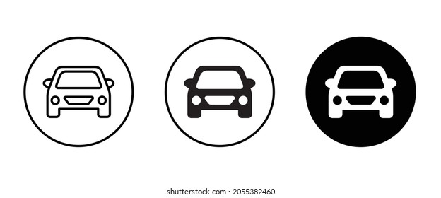 Iconos vectoriales de auto redondeados. Isolación de la ilustración del logotipo frontal de la vista simple. Símbolo de signo. Juego de iconos de auto estilo, diseño de logotipo con silueta de icono de vehículo deportivo de concepto