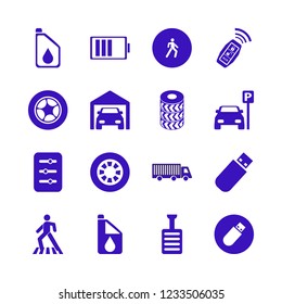 car vector icons set car oil, car wheels, filter and pedestrian
