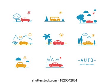 Car - vector icons set on white background. Symbol for web, infographics, print design and mobile UX/UI kit. Vector illustration, EPS10.