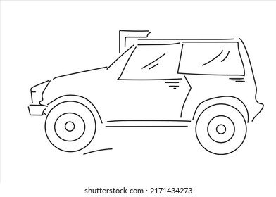 Car Vector Illustration Black Line Drawing Stock Vector (Royalty Free ...