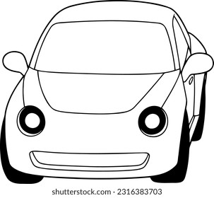 Ilustración vectorial del coche. Esquema en blanco y negro Libro o página de Coloración de coches para niños
