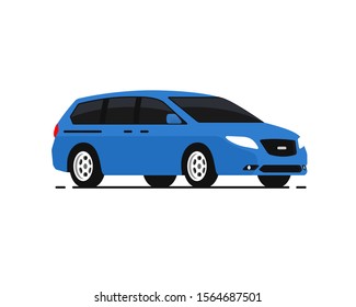 Car vector illustration. Blue minivan. Vehicles transport. Auto Icon in flat style.