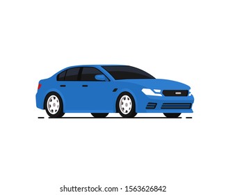 Car vector illustration. Blue Sedan. Vehicles transport. Auto Icon in flat style. Pictogram isolated on white background. 