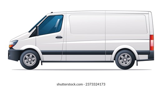 Car vector illustration. Cargo van side view isolated on white background