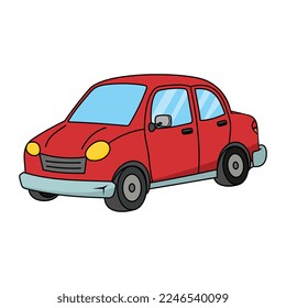 Car vector illustration. Classic red car. cartoon transportation.