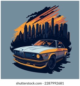car vector illustration with colorful background