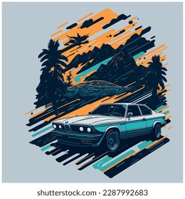 car vector illustration with colorful background