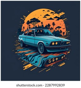 car vector illustration with colorful background