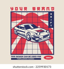 Car Vector Illustration For Conceptual Design. Good for poster, sticker, t shirt print, banner.